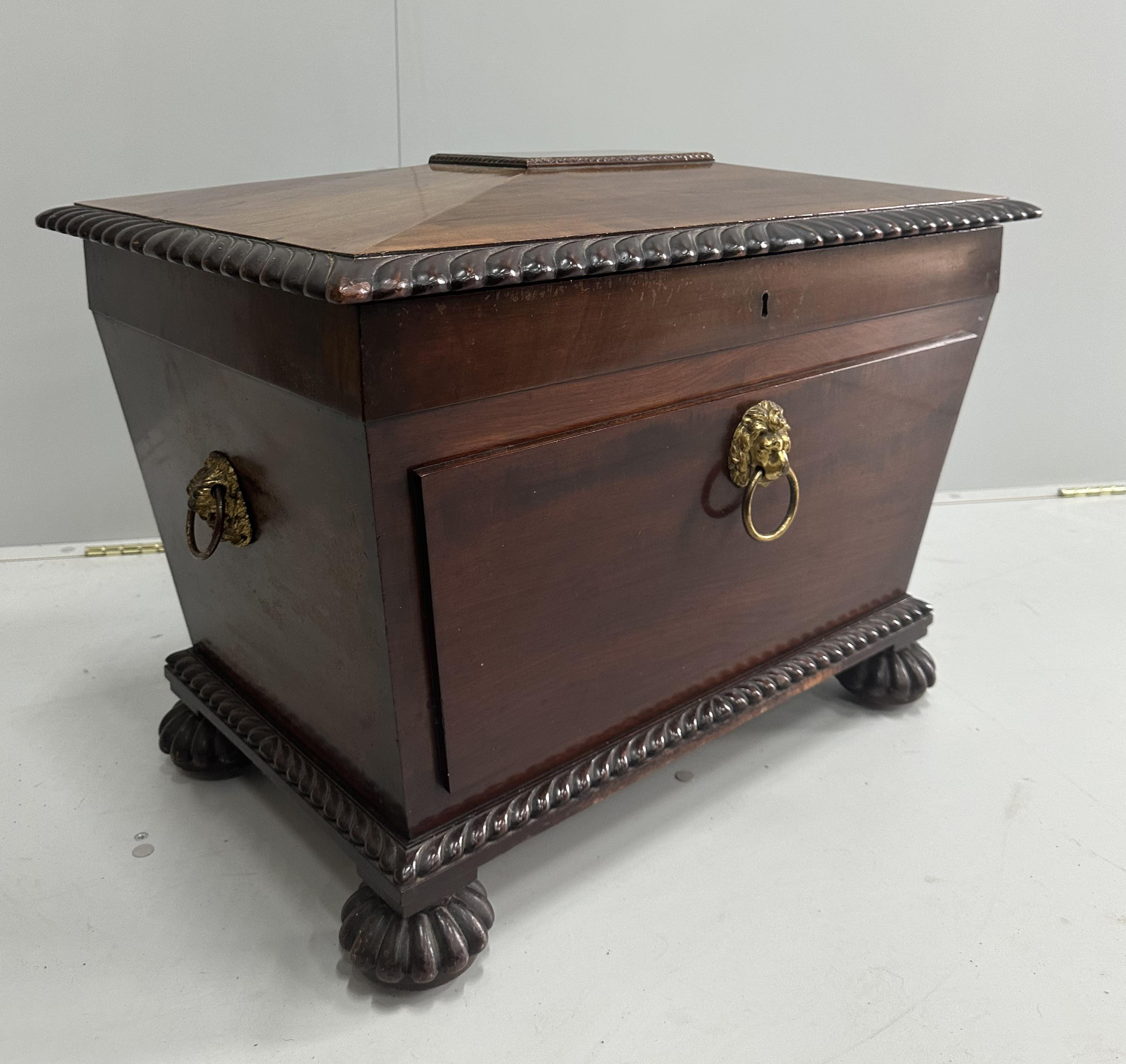 A George IV mahogany sarcophagus cellarette, width 70cm, depth 45cm, height 50cm